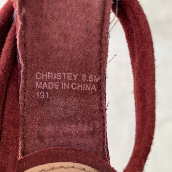 Steve Madden Burgundy Suede Ankle Wrap Around Straps Criss Cross Heels - Picture 8 of 11